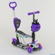 Самокат 5 в 1 триколісний 68995 Best Scooter Божа корівка абстракція фіолетовий