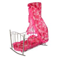 Ліжечко гойдалка дитяче для ляльки MELOGO 9349 залізна балдахін подушка