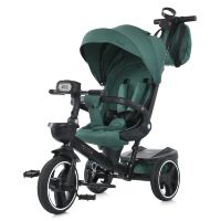 Дитячий велосипед-коляска триколісний EL CAMINO ME 1162 VECTOR з ручкою, фарою та дощовиком, зелена