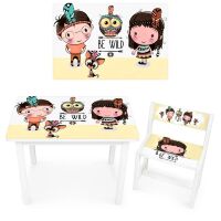 Дитячий стіл дерев'яний зі стільчиком Bambi BSM1-07 Індіанці білий**