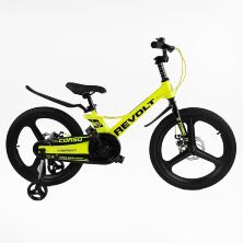 Дитячий магнієвий велосипед 20 дюймів Corso REVOLT MG-20884 з додатковими колесами литі диски жовтий