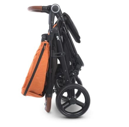 Прогулянкова коляска дитяча El Camino ME 1024 X4 Orange Lines з чохлом на ніжки та дощовиком/жовтогаряча