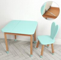 Дитячий столик з шухлядою та стільчиком Bambi 04-025B-BOX дерев'яний (МДФ)/колір бірюзовий**
