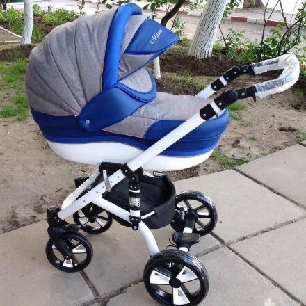 Коляска дитяча класична універсальна 2 в 1 MACAN Grey-Blue сіро-блакитна