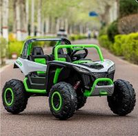 Дитячий двомісний електромобіль джип баггі M 6066EBLR-5 шкіряне сидіння 2 мотори зелений