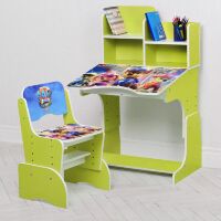 Дитяча регульована парта зі стільчиком растишка Bambi W 2071-117-3 "Щенячий патруль" лайм**