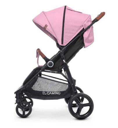Прогулянкова коляска дитяча El Camino ME 1024 X4 Pink Lines з чохлом на ніжки та дощовиком Рожева для дівчинки