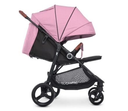 Прогулянкова коляска дитяча El Camino ME 1024 X4 Pink Lines з чохлом на ніжки та дощовиком Рожева для дівчинки