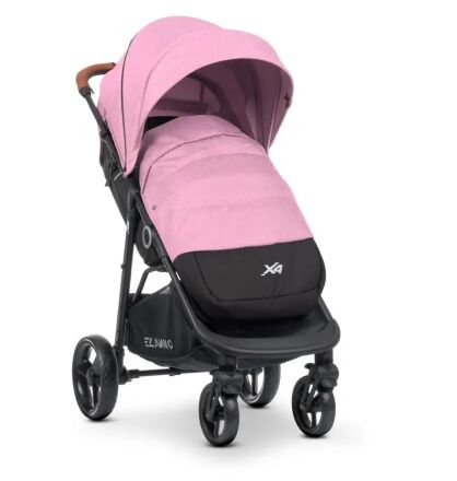 Прогулянкова коляска дитяча El Camino ME 1024 X4 Pink Lines з чохлом на ніжки та дощовиком Рожева для дівчинки