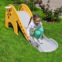 Дитяча гірка пластикова BAMBI GIRAFE-6 Жираф з баскетбольним кільцем / жовто-сіра**