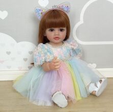 Реалістична вінілова лялька-принцеса ручної роботи Reborn Baby Doll зі справжнім довгим волоссям