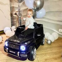 Дитячий одномісний електромобіль Джип 4WD M 4214EBLR-2 Mercedes шкіряне сидіння чорний