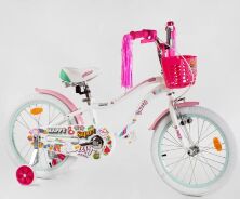 Дитячий двоколісний алюмінієвий велосипед "CORSO Sweety" SW-18677 колеса 18д з КОРЗИНКОЮ/для дівчинки білий