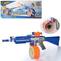 Дитячий Іграшковий автомат Бластер-кулемет NERF 009 з обертовим барабаном і м'якими кулями на присосках