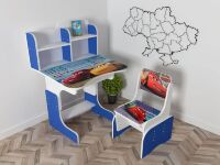 Дитяча парта шкільна растишка зі стільцем Тачки (Cars) 109, синя ***
