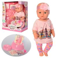 Лялька пупс для дівчинки функціональний LIMO TOY BL023J-DM-S-UA горщик пляшка підгузник соска п'є-обсикається