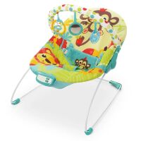 Дитячий шезлонг-качалка Bambi 6876 з регульованою спинкою / музика та вібро / жовто-зелений**