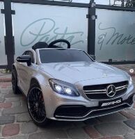 Дитячий одномісний електромобіль Mercedes  M 4010EBLRS-11 шкіряне сидіння, автофарбування сірий