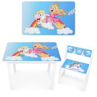 Дитячий стіл дерев'яний зі стільчиком Bambi BSM1-35 Принцеса і Єдиноріг / колір білий**