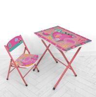 Дитячий столик зі стільчиком Bambi A19-FMG Фламінго складаний**