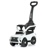 Машина каталка-толокар з батьків.ручкою 2в1 M 4809L-1 Електромобіль на EVA колесах / шкіряне сидіння / білий