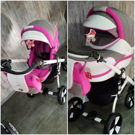 Коляска дитяча класична універсальна 2 в 1 MACAN Grey-Pink сіро-рожева