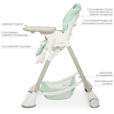 Стільчик для годування EL CAMINO ME 1066 OSCAR Mint зелене**
