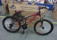 Гірський спортивний одноподвесный велосипед AZIMUT Extreme 26 дюймів GFRD / SHIMANO / чорно-червоний
