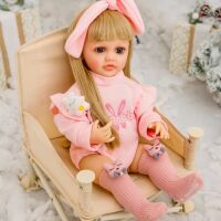 Велика вінілова реалістична лялька ручної роботи Reborn Baby Doll з красивим волоссям та очима.