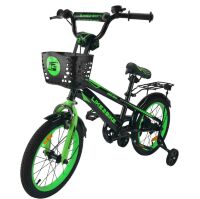 Дитячий двоколісний велосипед 16 дюймів 241605 Like2bike Dark Rider з дод. колесами, кошиком, зелений