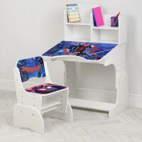 Дитяча регульована парта зі стільчиком растишка Bambi W 2071-119-1 "Спайдермен Людина Павук" біла**