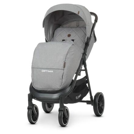Коляска дитяча прогулянкова EL CAMINO OPTIMA ME 1083 Mirage Gray з дощовиком і москітною сіткою /ЛОН сіра