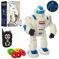 Інтерактивний Робот 36см на р/к 27115 на батарейці / На радіокеруванні. Звук Світло. Стріляє дисками