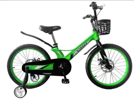 Дитячий двоколісний Велосипед Crosser Hunter 20" магнієва рама зі страховими колесами Зелений