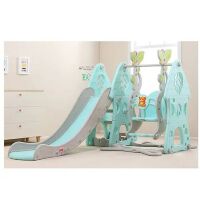 Дитяча гірка-гойдалка BAMBI SLW-G-6-5 баскетбольне кільце сіро-м'ятна пластикова**