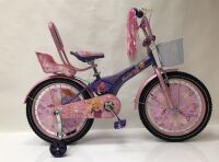 Дитячий двоколісний велосипед 18 дюймів для дівчинки Racer з додатковими колесами, сидінням для ляльки та кошиком