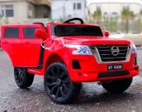 Дитячий двомісний електромобіль Джип M 4837EBLR-3 Nissan 4WD на EVA колесах, шкіряне сидіння, червоний