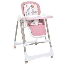 Дитячий стільчик для годування 2в1 M 5897 Pink з механічним закачуванням, сидіння екошкіра, рожевий для дівчинки