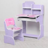 Дитяча регульована парта зі стільчиком растишка Bambi W 2071-74-4(UA) / бузковий Колір Фламінго**