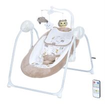 Дитячий електрокачель-шезлонг Закачуючий центр Гойдалка EL CAMINO ME 1075 TEDDY Gray Animals