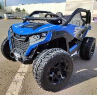 Дитячий електромобіль баггі M 6075EBLR-4(24V) шкіряне сидіння 4 двигуна синій