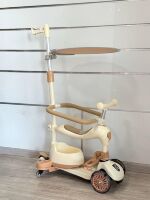 Дитячий складний самокат трансформер 3в1 Maraton K619G з батьківською ручкою та козирком рожевий