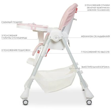 Стільчик для годування BAMBI M 3822 Baby Pink екокожа рожевий **