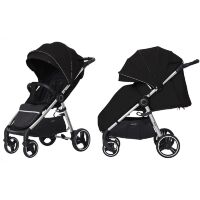 Прогулянковий дитячий візок CARRELLO Pulse CRL-5507 Leather Black з дощовиком / КОЛЯСКА дитяча чорна