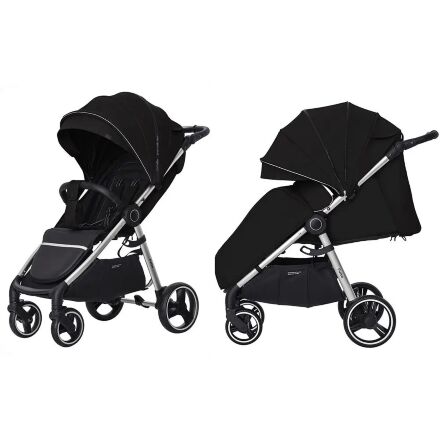 Прогулянковий дитячий візок CARRELLO Pulse CRL-5507 Leather Black з дощовиком / КОЛЯСКА дитяча чорна