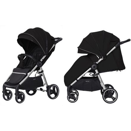 Прогулянковий дитячий візок CARRELLO Pulse CRL-5507 Leather Black з дощовиком / КОЛЯСКА дитяча чорна