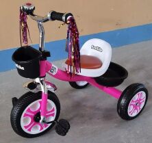 Дитячий триколісний велосипед Best Trike LM-1404 з кошиками та дзвіночком/рожевий для дівчинки