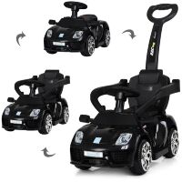 Дитяча каталка-толокар машина електромобіль 2 в 1 M 3592L-2 чорна з батьківською ручкою **