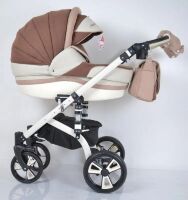 Коляска дитяча класична універсальна 2 в 1 MACAN White-Brown біло-коричнева