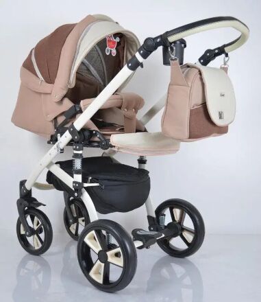 Коляска дитяча класична універсальна 2 в 1 MACAN White-Brown біло-коричнева